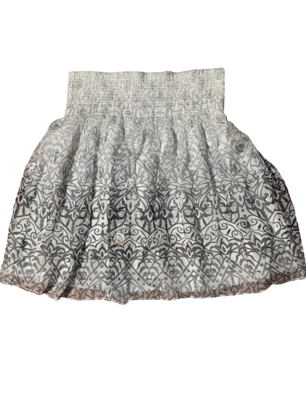 White House Black Market Silver Gray Patterned Circle Skirt